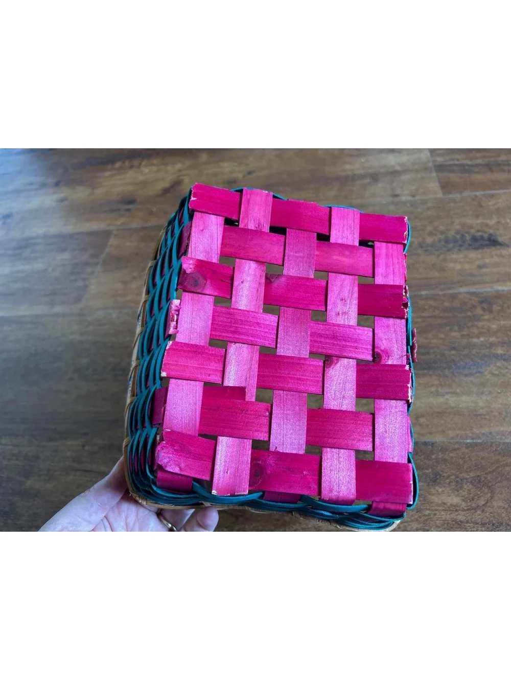 Decorative Square Basket with Candy Cane Detail